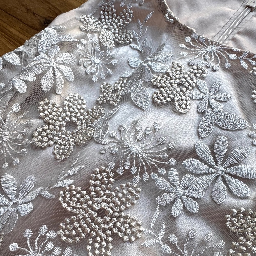 Tahari Embroidered Fit & Flare Hi-Low Midi Dress 4 - Picture 8 of 12
